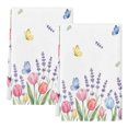 thumbnail image 2 of Spring Floral Kitchen Towels Set of 2, Tulip Summer Flowers Botanical Butterfly Absorbent Dish Towels for Kitchen, Microfiber Hand Towel, Quick Drying Tea Towel for Cleaning Decorative Dishcloths, 2 of 7