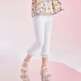thumbnail image 2 of UJNDER Girls Summer Casual Capri Flared Leggings Soft Stretchy Everyday Basic Bottoms for Toddler Kids Toddler Leggings,01_White,9-10 Years, 2 of 4