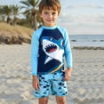 thumbnail image 4 of lnmuld Boys' UPF 50+ Long Sleeve Rash Guard and Swim Trunks Set with & Tropical Print Two Piece Swimwear Size:4-5 Years, 4 of 9