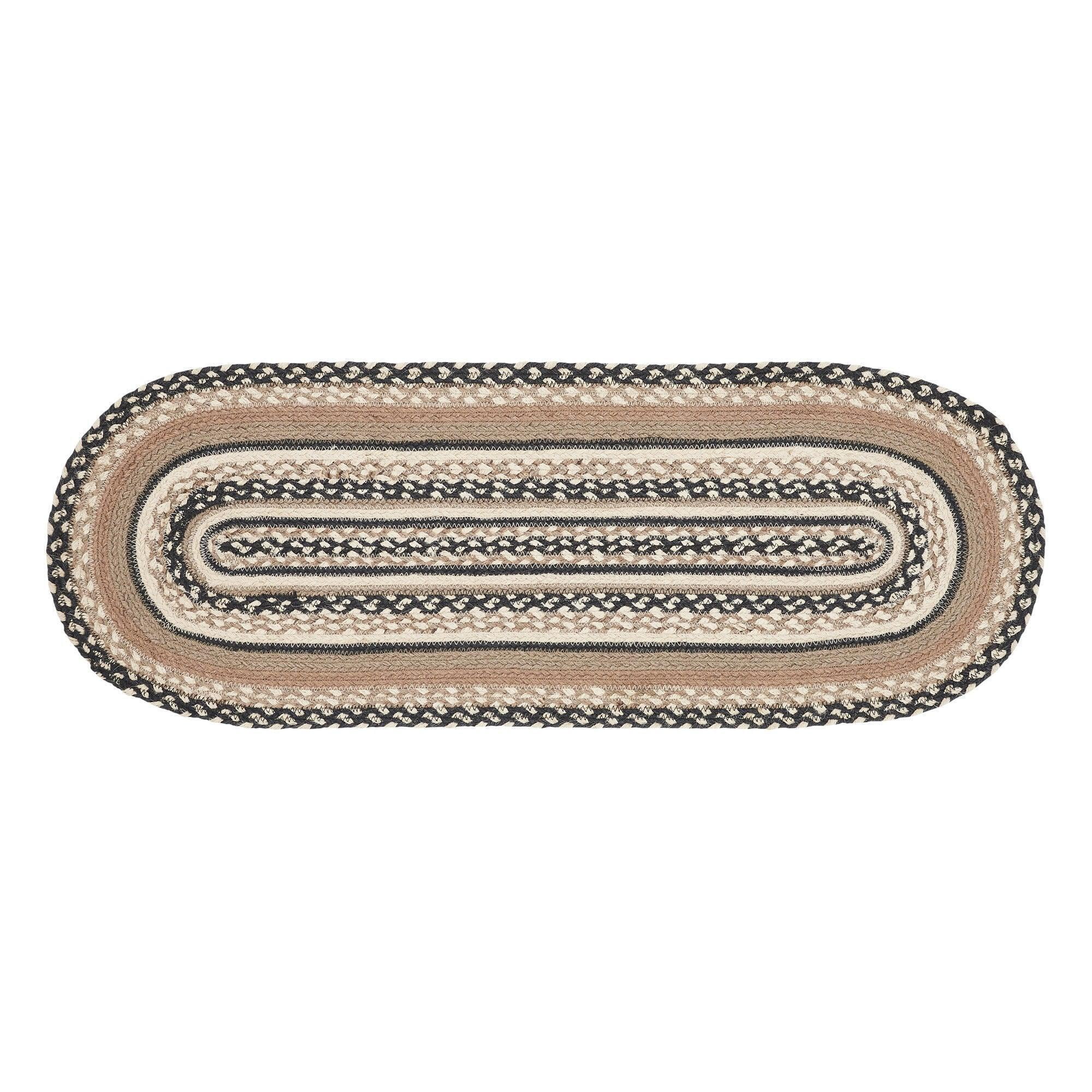 VHC Brands Sawyer Mill Charcoal Farmhouse Jute Oval Table Runner 13x37