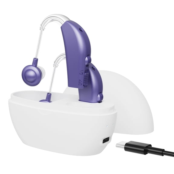 MEDca Rechargeable Pair for Seniors, Personal Sound Amplifier - Purple