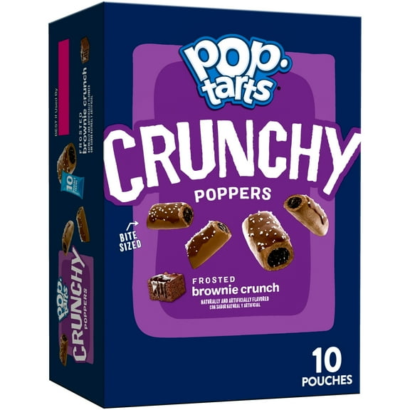 Pop-Tarts Crunchy Poppers Frosted Brownie Crunch Chewy Crunchy Filled Snack Pieces, Kids Snacks, 10 oz, 10 Count