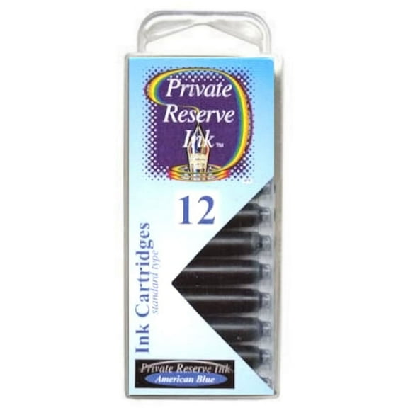 Private Reserve Ink 12 Pack Universal Size Fountain Pen Cartridge - American Blue (PR-C25)