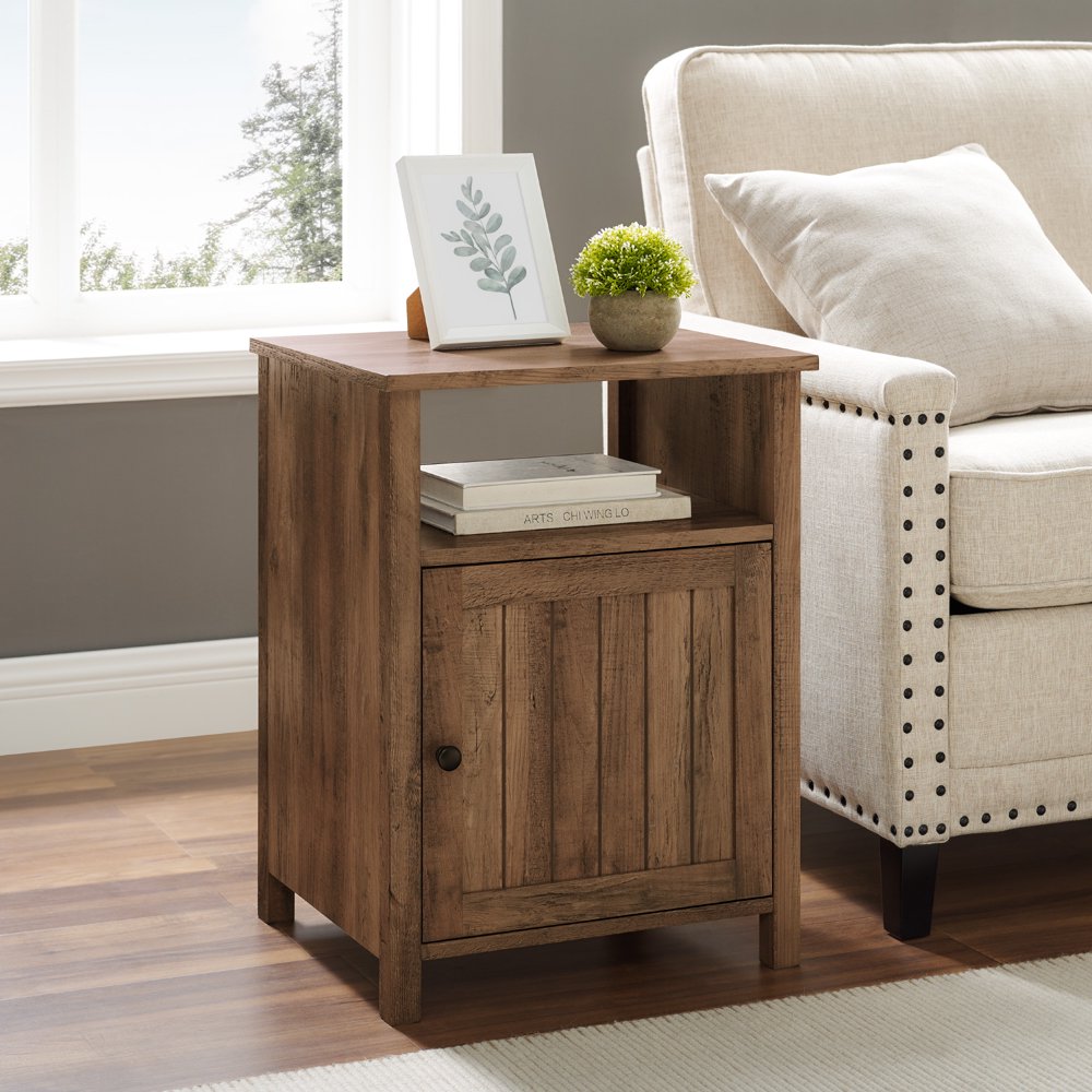 Woven Paths Modern Open Shelf End Table, Reclaimed Barnwood Walmart