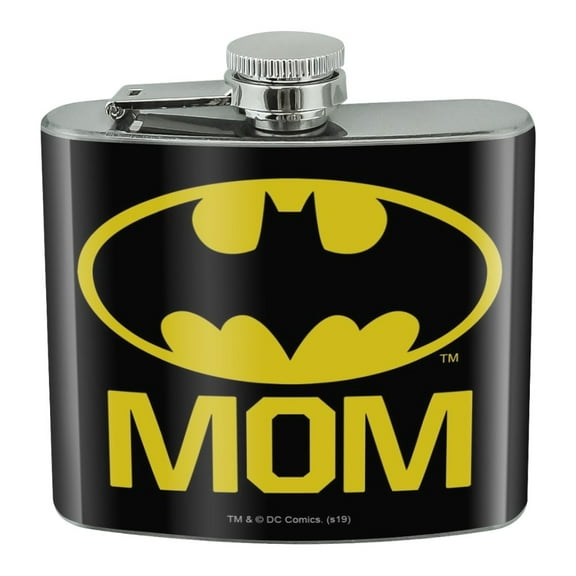 Batman Bat Mom Shield Logo Stainless Steel 5oz Hip Drink Kidney Flask