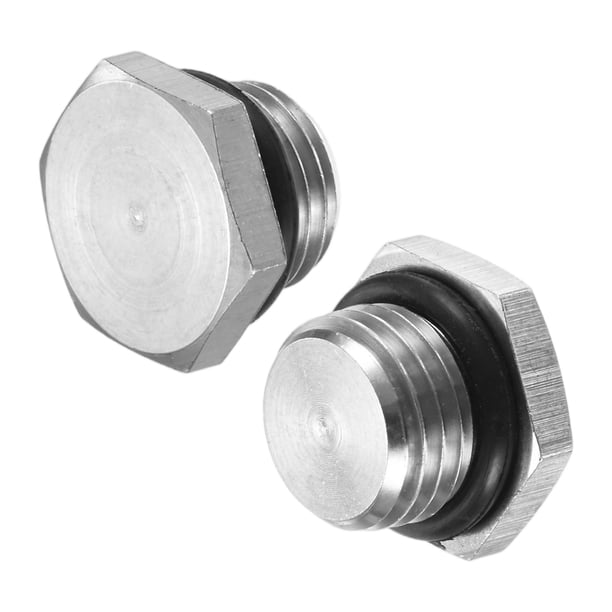 Juego de 2 Tapones de Rosca de Cabeza Hexagonal Exterior, 1/4 NPT Masculino, Tapón de Rosca Sólido de Acero Inoxidable 304 con Anillo de Sellado