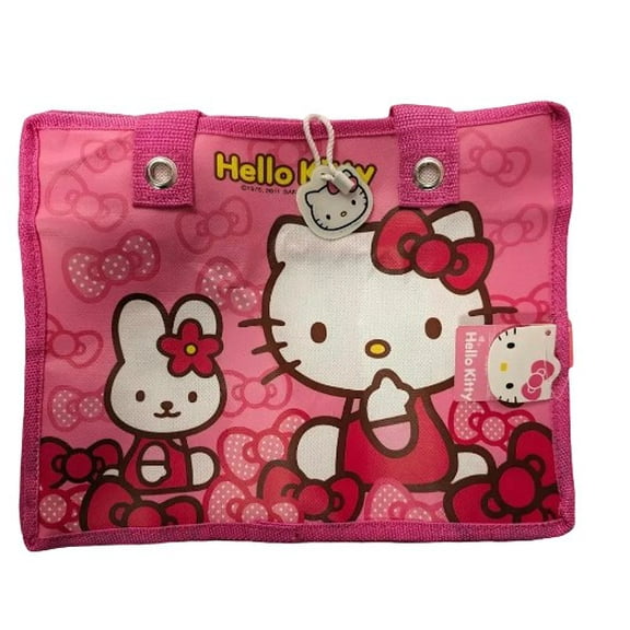 Hello Kitty and Bunny Pink Lunch Bag Tote Bag Handbag 11" x 9"x4.5"