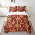 thumbnail image 2 of Feelyou Retro Damask Women Twin Bedding Sets 7pcs, Red Gold Mandala Flower Comforter Set, 2 of 8