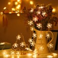 thumbnail image 4 of Snowflake String Lights, 10ft 20LED String Lights Blue Snowflake Lights Snowflakes Plastic Fairy Lights Decorations, Warm White-USB, 4 of 9