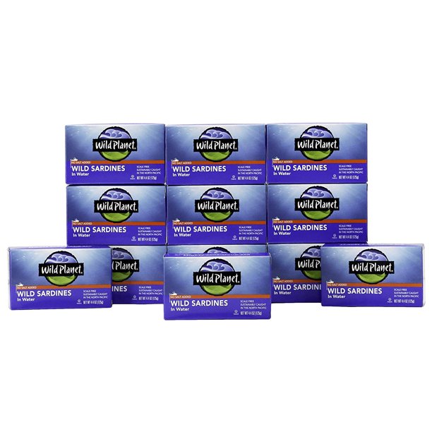Wild Sardines in Water, No Salt Added, Keto and Paleo, 4.4 Ounce
