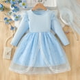 thumbnail image 2 of Girls Blue Princess Dress Long Sleeve Tulle Party Dress for Birthday Holiday 3-10 Years,Size 4-5 T, 2 of 7