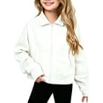 thumbnail image 5 of Wilark Girls Zip Up Sweatshirts Fashion Casual Collared Long Sleeve Kids Fall Jackets White 6, 5 of 6