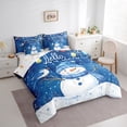 thumbnail image 3 of Manfei Merry Xmas 7 Pieces Bedding Comforter Set,Cute Bow Snowman Full Bedding Set,Hellow Winter Fitted Sheet Flat Sheet For Teens,Super Cozy Room Decor Reversible, 3 of 8