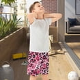 thumbnail image 5 of Leopard Black Pink Athletic Shorts Breathable with Comfort Fit Drawstring Casual Sweatshorts Small, 5 of 9