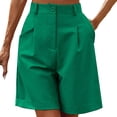 thumbnail image 2 of Womens Bermuda Shorts High Waist Loose Fit Wide Leg Pockets Breathable Knee Length Bermuda Long Shorts for Women, 2 of 8