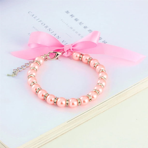 Zhuge Collar de decoración para mascotas, accesorio decorativo para perros y gatos, rango ajustable para collar de cachorro, accesorios de aseo para mascotas, M, rosa