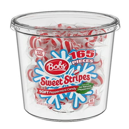 Bob's Sweet Stripes Peppermint Holiday Candy, 28.4oz Tub, 165 Count