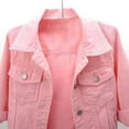 thumbnail image 4 of Zaldita Women's 3/4 Sleeve Denim Jacket Button Down Stretch Denim Jean Jacket Coats With Pockets Pink XXL, 4 of 7