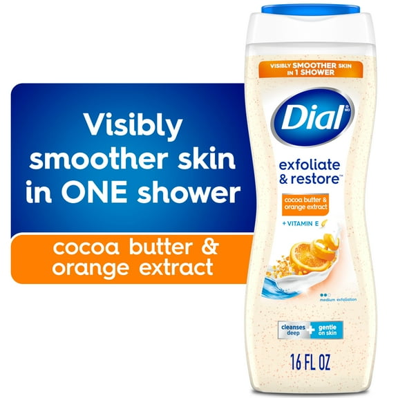 Dial Exfoliate & Restore Body Wash with Cocoa Butter, Orange Extract & Vitamin E, 16 fl oz