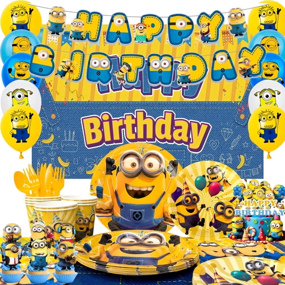 98Pcs Cartoon Party Decorations & Tableware Set