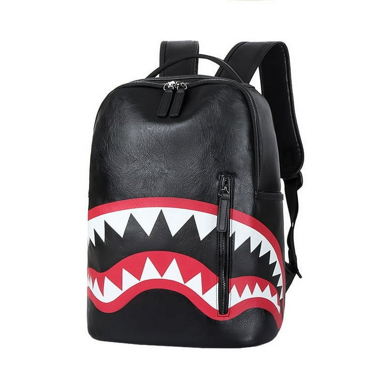 Bape Shark Backpack Men s and Women Fashion PU Leather Waterproof Backpack Laptop Backpack Short Travel Bag Casual Shark Backpack Walmart