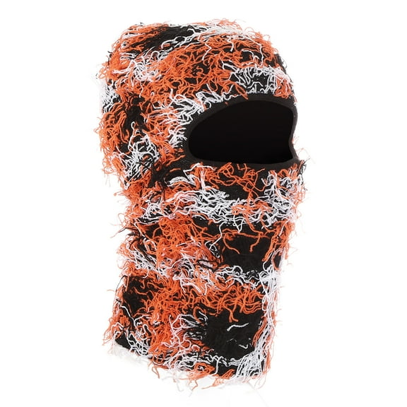 Uxcell Distressed Balaclava Ski Mask Camo Knitted Full Face Cover Black/Orange