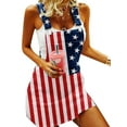 thumbnail image 2 of Gvmfive Women American Flag Print Bibs Denim Suspender Skirt Overalls Dress, 2 of 8