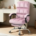 thumbnail image 2 of Velvet Reclining Office Chair with Footrest, Most Comfortable Ergonomic Computer Chair with Swivel Wheels, Adjustable High Back for Home Office, Pink, 2 of 15