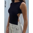 thumbnail image 2 of Top de mujer Y2K con cordones y espalda descubierta, camiseta sin mangas de punto sólido, camisetas, Top corto Sexy, trajes de Club nocturno, ropa de calle 2023, tanques básicos Tan Jianjun unisex, 2 of 2