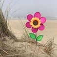 thumbnail image 3 of In the Breeze 2705 - 12 Inch Pink Sunflower Wind Spinner with Leaves - Colorful Flower for your Yard and Garden, 3 of 5