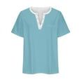 thumbnail image 4 of Erwazi Womens Plus Size Tops Summer Blouses Tunic Short Sleeve Button V Neck Dressy Casual Loose Shirts Plain Basic Tees, 4 of 4
