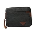 thumbnail image 3 of Bolso de mano para hombre con correa de cuero, tarjetero portátil para identificación, bolso de negocios Negro, 3 of 9