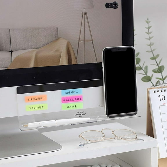 HEMLBOYW Acylic Memo Sign Self-adhesive Note Board Computer Message Board with Phone Holder Charging Slot for Office Desk