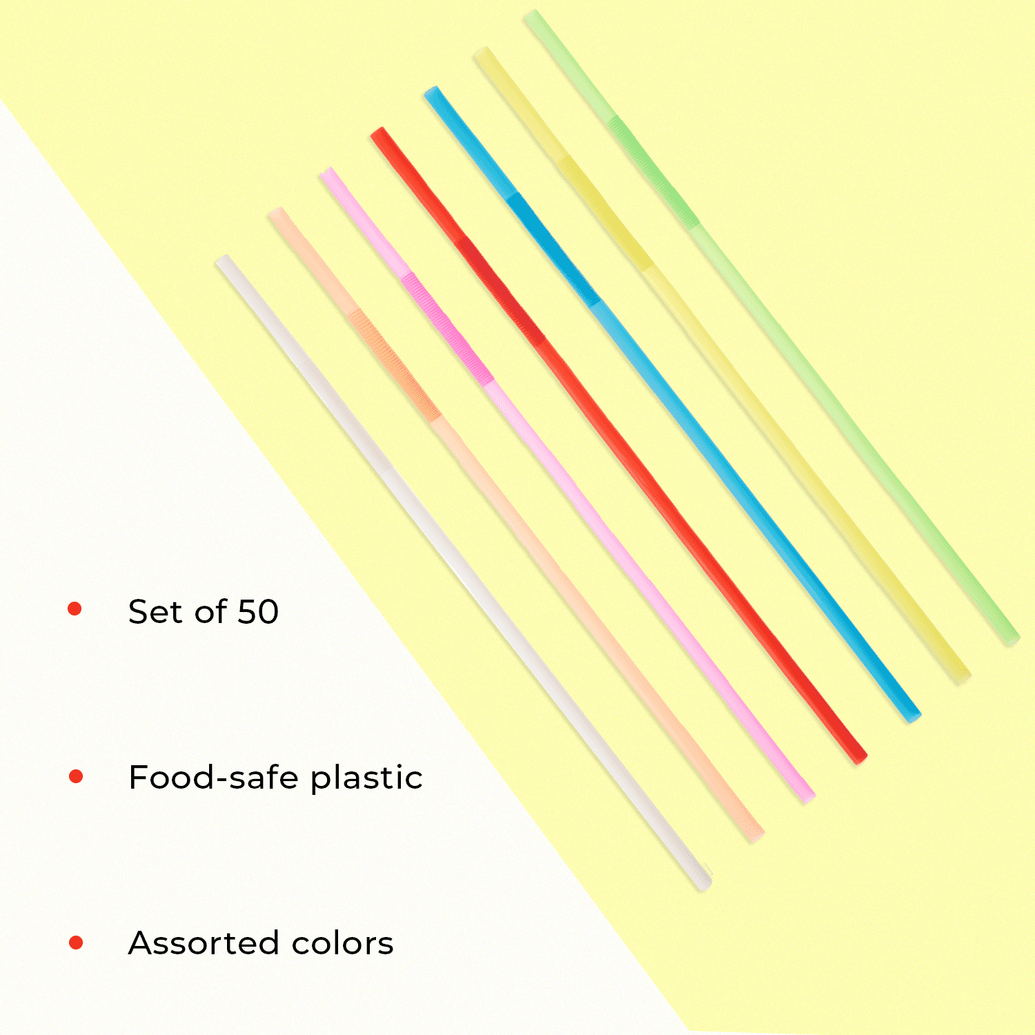 Savoy Ultra-Bendy Straws - Set of 50 Assorted Colors
