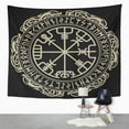thumbnail image 2 of UFAEZU Black Celtic Viking Magical Runic Compass Vegvisir in The Circle Norse Runes Wall Art Hanging Tapestry Home Decor for Living Room Bedroom Dorm 51x60 inch, 2 of 2