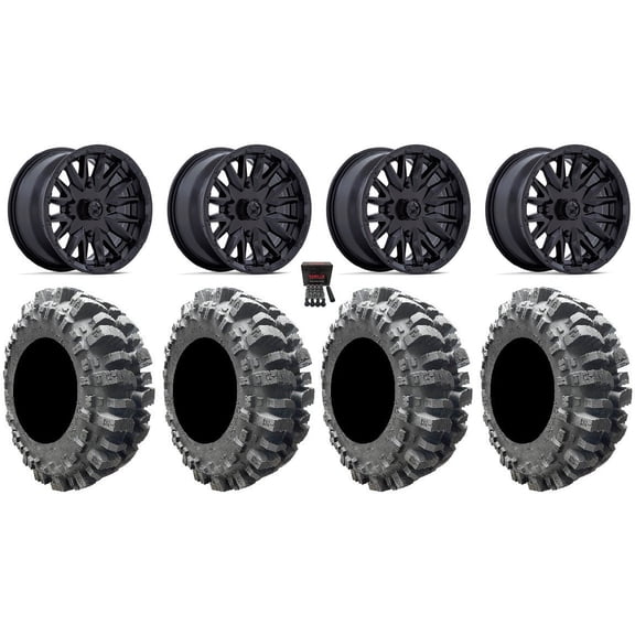 MSA Creed 14" Wheels Black 31" Bogger Tires Kawasaki Mule Pro FXT
