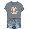 thumbnail image 2 of ClodeEU Women's Cute Rabbit Print Short Sleeve Crewneck T-Shirt ,Casual Summer Tee Gray,Womens Plus M, 2 of 6