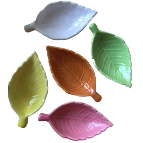 Colorful Leaves Ceramic Chopstick Rests Fork Spoon Knife, 5pcs Porcelain Chopstick Holders, Chopstick Stand, Party Dinner Restaurant Tableware-foliage-5 Set