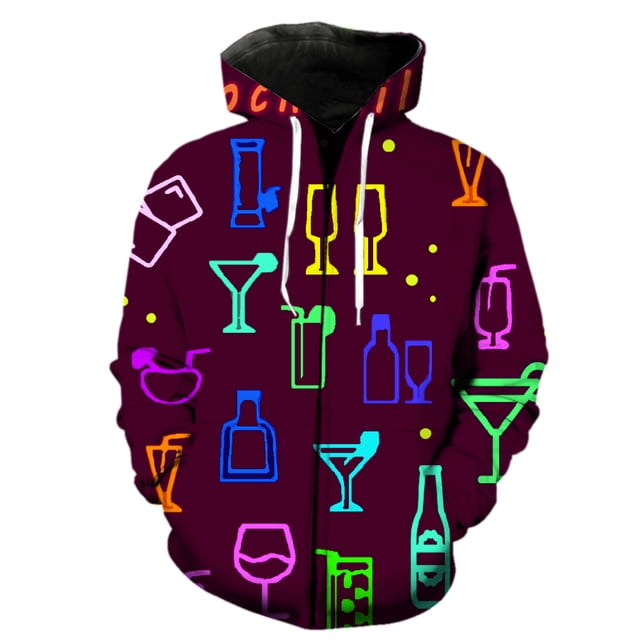 Sudadera con capucha y cremallera para hombre, estilo urbano, estilo Harajuku, unisex, informal, con estampado 3D, estilo hip hop