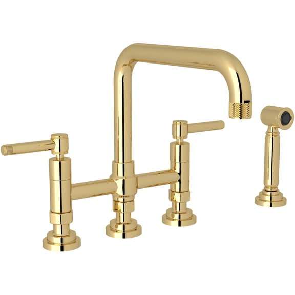 Rohl A3358ilws-2 Campo 1.5 GPM Widespread Bridge Kitchen Faucet - Unlacquered Brass