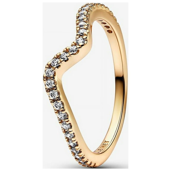 Pandora #162539C01-56 Sparkling Wave Ring Size 7.5 Shine Collection