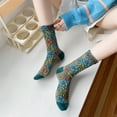 thumbnail image 7 of Vintage Embroidered Floral Socks for Women, Combed Cotton Crew Socks, 7 of 7