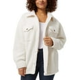 thumbnail image 5 of 32 Degrees Women's Cozy Fleece Shirt Jacket Oversized (Cream, XL/XXL), 5 of 5