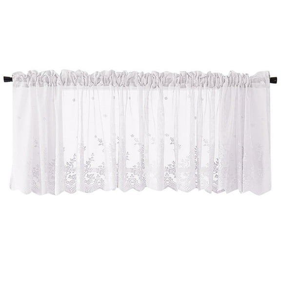 Floral Lace Kitchen Valance Curtains, 51’’x16’’ Valance and Swag for Bedroom Bathroom Living Room Window Decor, Rod Pocket Short Curtain on Clearance