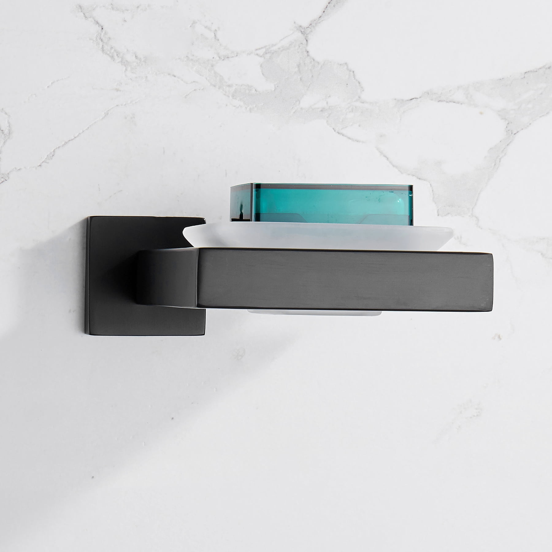Private Jungle Soap Dish Rust-Proof 304 Stainless Steel Square Soap Holder with Removable Dish Silver Bathroom Accessories Soap Dispenser,Matte Black