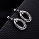 thumbnail image 2 of Accesorio de joyería vintage para mujer, pendiente de aleación tejido ovalado geométrico (plata), 2 of 5