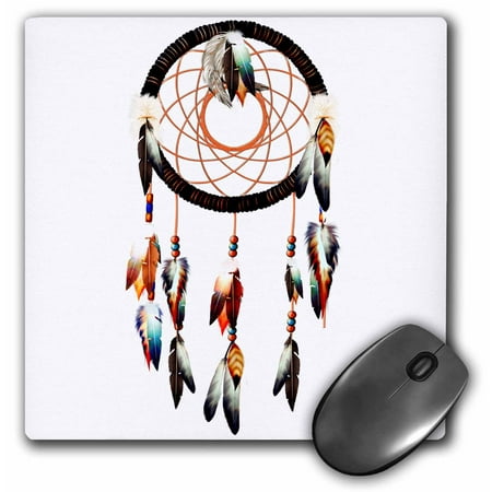 Catchers Pad - 3dRose Native American inspired Dream Catcher design, colorful feathers and beads. - Mouse Pad, 8 by 8-inch