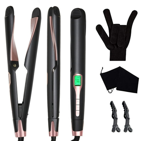 Hair Straightener, Hair Straightener Hair Curler 2 in 1, 3D Floating Plate Anti-Static Ceramic Glaze Hair Curler, Negative Ion Flat Iron, Hair Straightener for All Hair Types