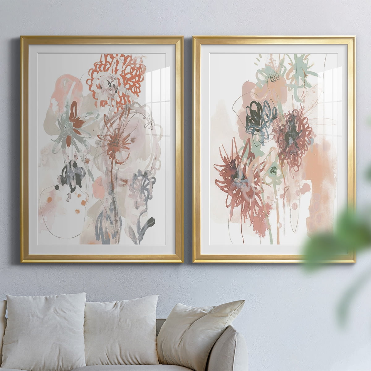 Wexford Home Petal Drift III Premium Framed Print, 18.5" x 24.5" - Ready to Hang, Gold (Set of 2)