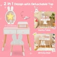 thumbnail image 6 of Gymax Kid Vanity Set Makeup Table Stool with Drawer Shelf Wood Leg Rabbit Mirror White, 6 of 10